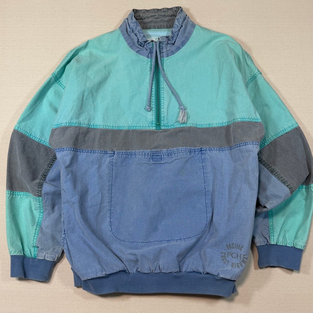 Vintage PCH Pacific Coast Highway Colorblock Quarter Zip Cotton Jacket Small